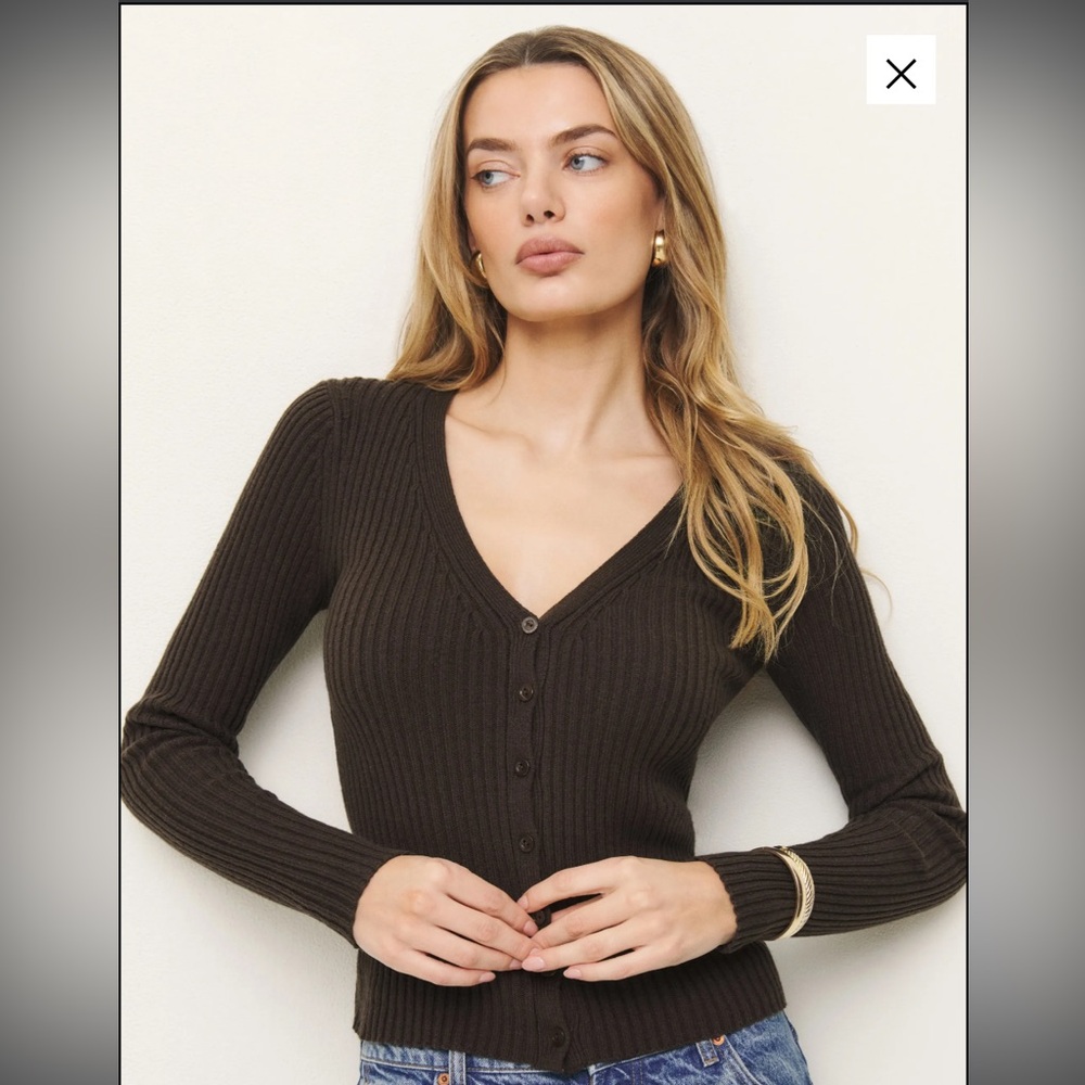 Reformation Fia Cashmere Blend Cardigan Brown - Size S